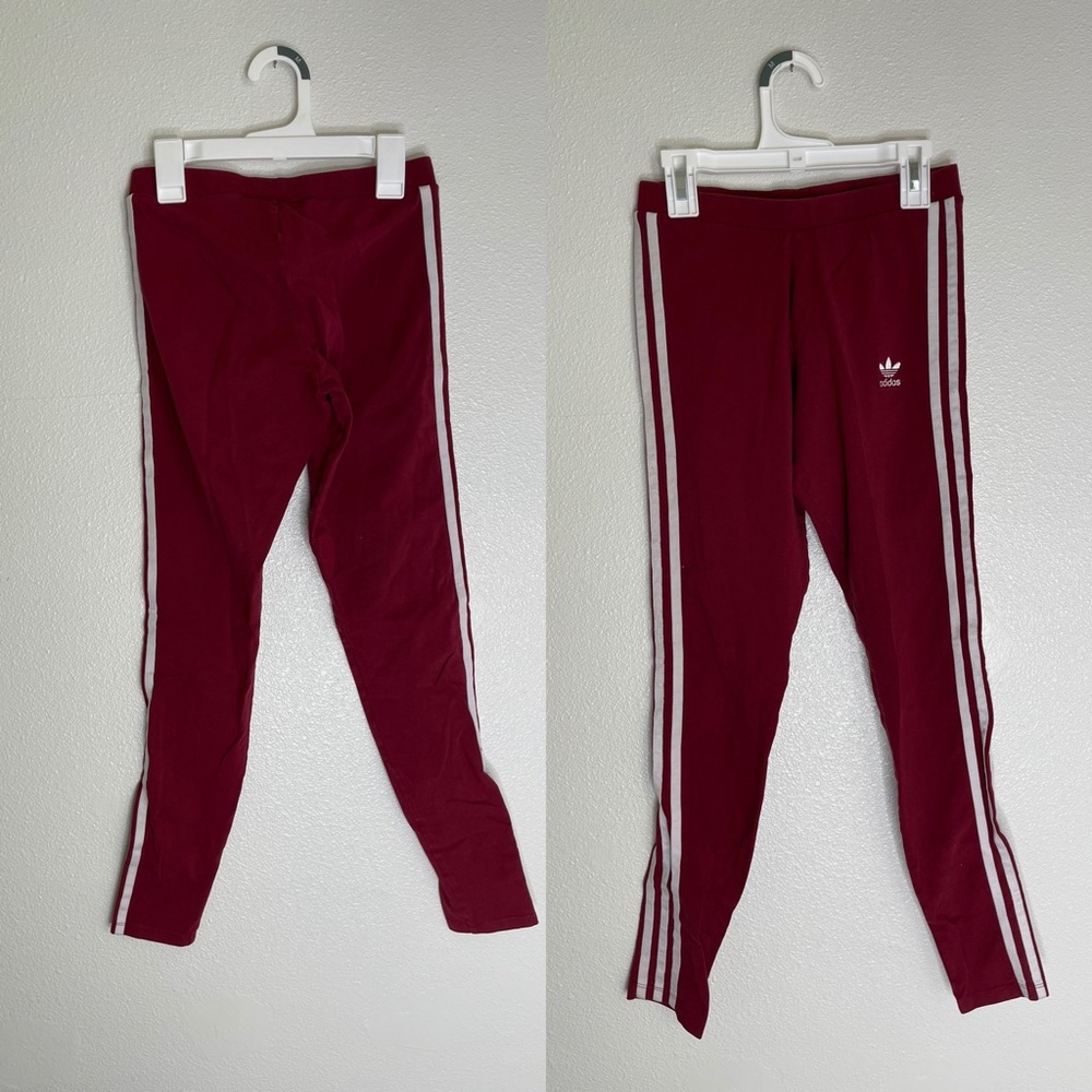 Adidas trefoil maroon leggings